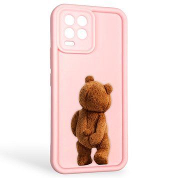 Чехол силиконовый оригинальный Soft Touch с 3D принтом смешного теда мишки для Realme 8 Pro розовый (Полная защита камеры) 0048511 фото
