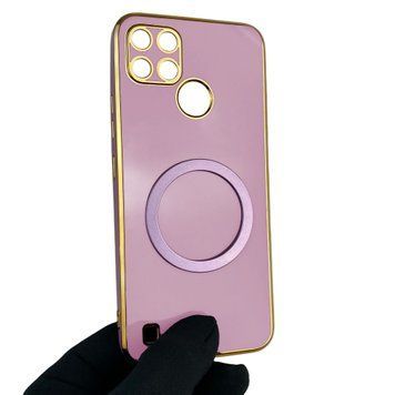 Чохол для Realme C21Y з кільцем MagSafe із золотою окантовкою на реалмі с21у чорничний gs1 0021385 фото
