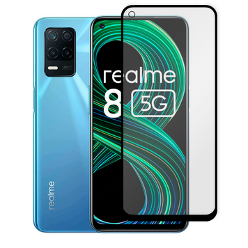 Защитное стекло для телефона Realme 8 противоударное полноэкранное на реалми 8 черное 0038268 фото