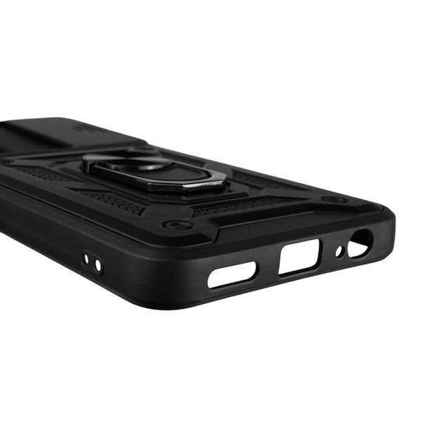 Чохол для Tecno Camon 18P (CH7n) броньований з кільцем-тримачем підставкою зі шторкою на техно камон 18P чорний rg1 0013609 фото