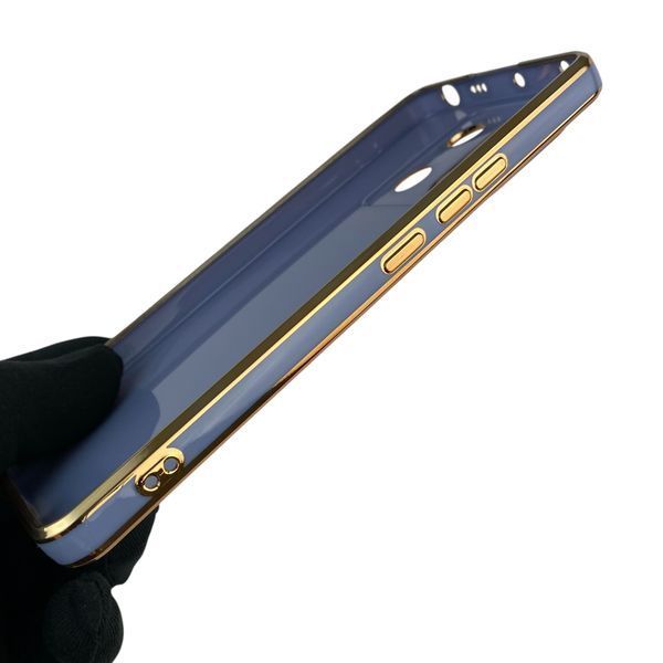Чехол для Xiaomi Redmi Note 13 Pro 5G с кольцом MagSafe с золотой окантовкой на редми нот 13 про синий gs1 0021772 фото