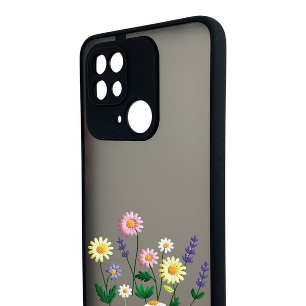 Чехол для телефона Xiaomi POCO C40 с 3D принтом полевые цветы с высокими бортами черный 0059291 фото