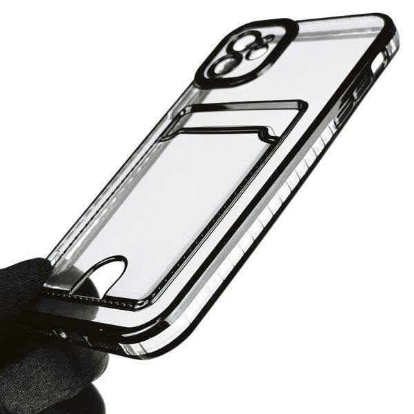 Чохол для Apple iPhone 11 із чорною окантовкою з кишенькою для карток на айфон 11 чорний 0012985 фото