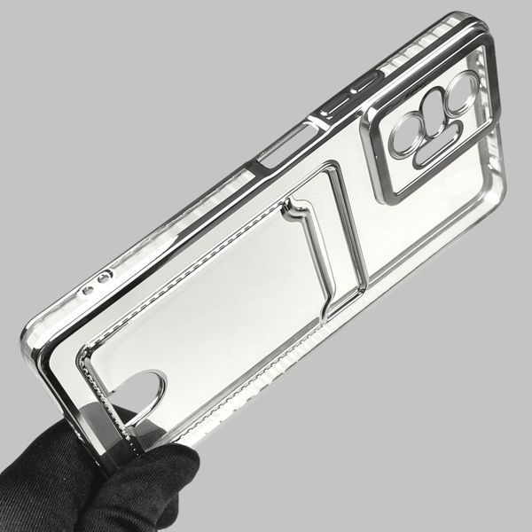 Чехол для Xiaomi Redmi Note 10 Pro 4G с серебряной окантовкой с карманом на сяоми редми нот 10 про серебряный 0013150 фото