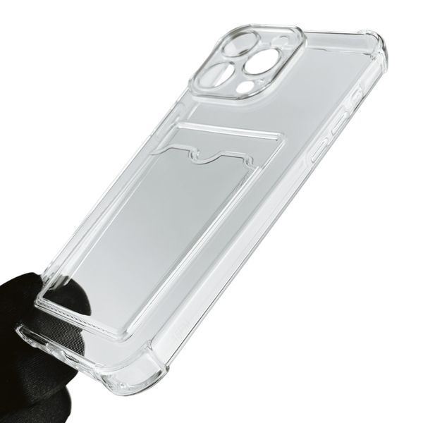 Чохол для Apple iPhone 15 Pro Max з бронь кутами з кишенею для візиток карток k-pop на айфон 15 про макс прозорий 0002182 фото