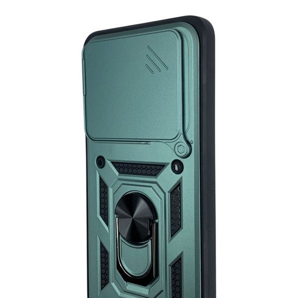 Чехол противоударный для Xiaomi Poco F7 Pro с магнитной пластиной со шторкой на камере зеленый 0050818 фото