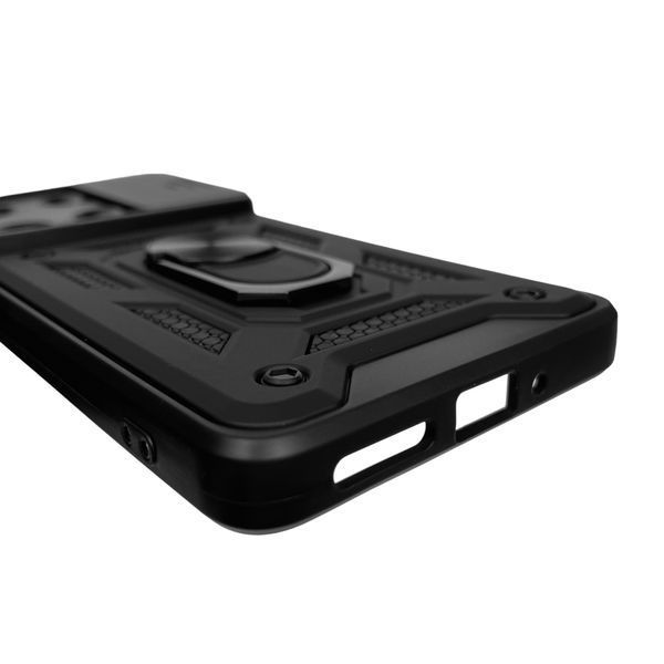 Чохол для Xiaomi POCO M6 Pro 4G броньований чоловічий з кільцем зі шторкою на сяомі поко м6 про 4г чорний 0001986 фото