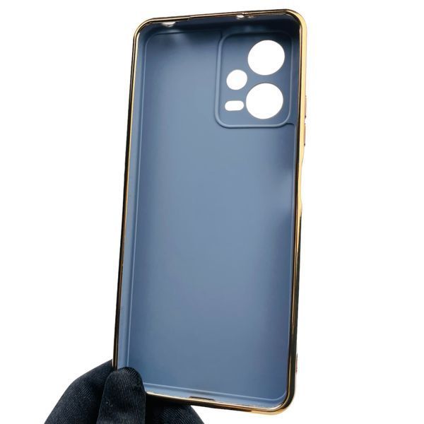 Чехол для Xiaomi Poco X5 5G глянцевый с золотой окантовкой с защитой камеры на сяоми поко х5 5г синий 0000073 фото