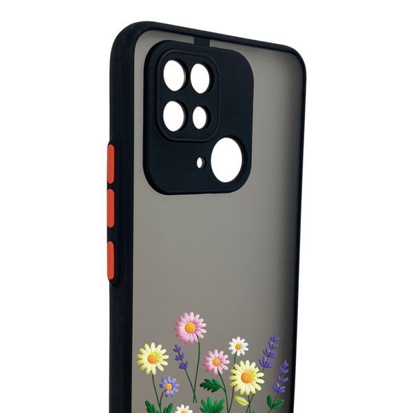 Чехол для телефона Xiaomi POCO C40 с 3D принтом полевые цветы с высокими бортами черный 0059291 фото