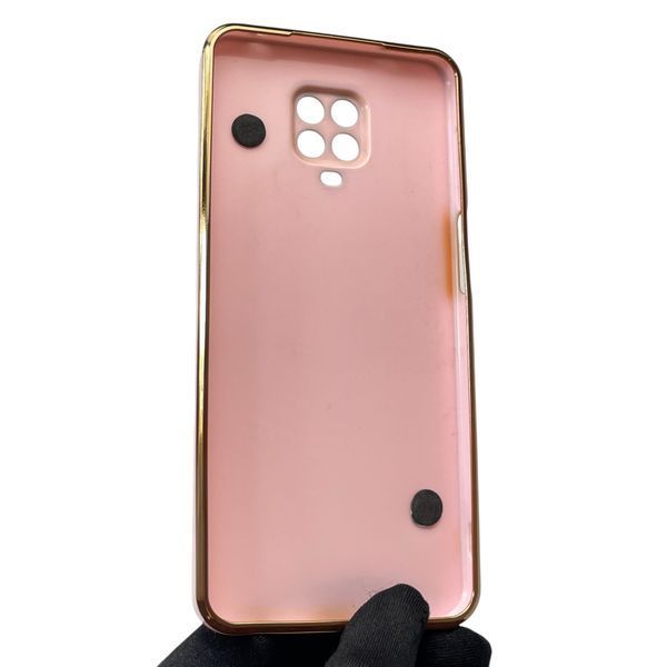 Чохол для телефона Xiaomi Redmi Note 9 Pro жіночій із ремінцем з прикрасами та золотою окантовкою на сяомі редмі нот 9 про пудровий gs1 0016373 фото