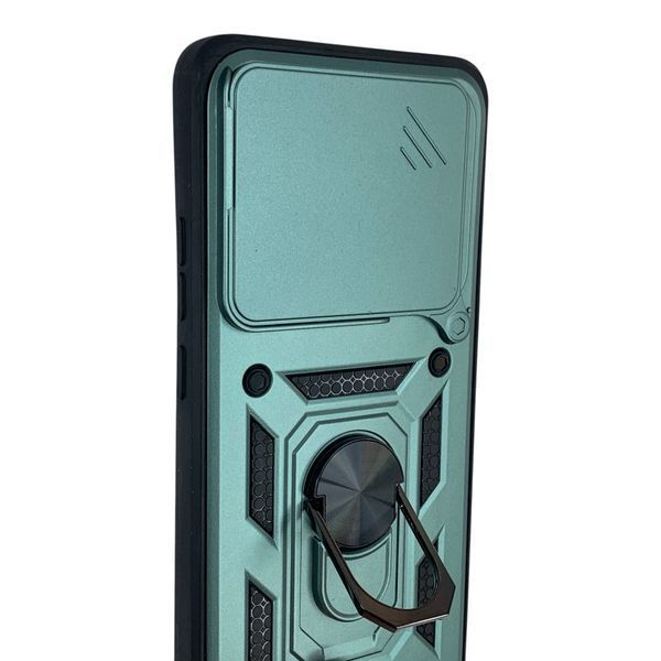 Чехол противоударный для Xiaomi Poco F7 Pro с магнитной пластиной со шторкой на камере зеленый 0050818 фото
