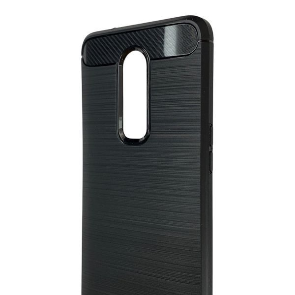 Чохол для телефона OnePlus 6 карбоновий протиударний з високими бортами чорний 0051986 фото