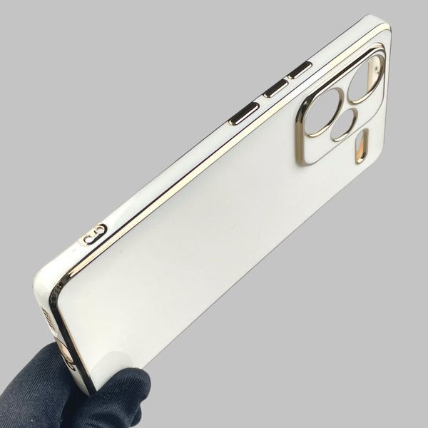Чохол для Xiaomi Redmi Note 13 Pro Plus жіночий із золотою окантовкою із захистом камери на сяомі редмі нот 13 про плюс білий 0012225 фото
