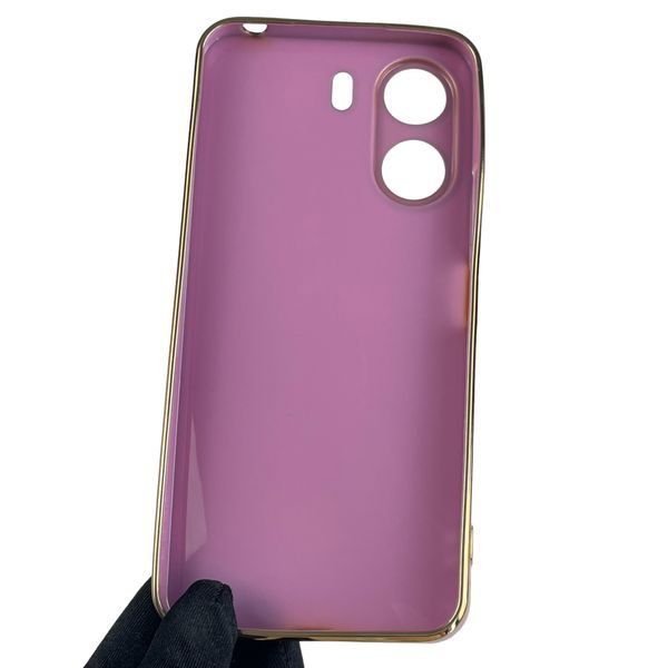 Чохол для Xiaomi POCO C65 глянсовий із золотою окантовкою із захистом камери на сяомі поко с65 бузковий 0008385 фото