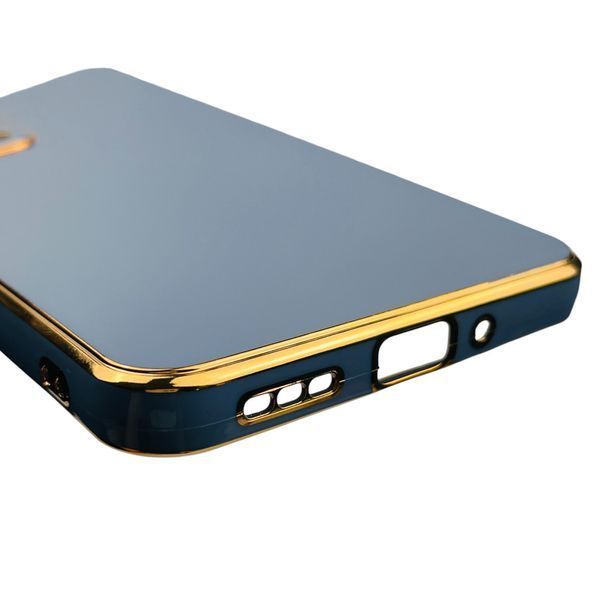 Чехол для Xiaomi Poco X5 5G глянцевый с золотой окантовкой с защитой камеры на сяоми поко х5 5г синий 0000073 фото