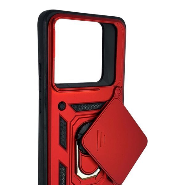 Чохол протиударний для Xiaomi 14T Pro з магнітною пластиною зі шторкою на камері червоний 0050781 фото