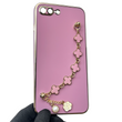Чохол для телефона Apple iPhone 7 Plus жіночій із ремінцем з прикрасами та золотою окантовкою на айфон 7 плюс чорничний gs1