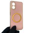 Чехол для OPPO A18 4G CPH2591 с кольцом MagSafe с золотой окантовкой на оппо а18 пудровый gs1