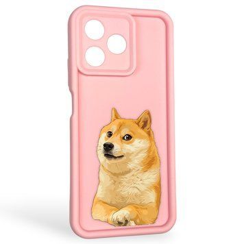 Чехол силиконовый оригинальный Soft Touch с 3D принтом мема сибу для Realme Note 50 розовый (Полная защита камеры) 0047426 фото