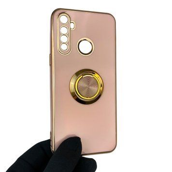 Чехол для Realme 6i с кольцом-подставкой с золотой окантовкой на реалми 6и пудровый gs1 0021021 фото