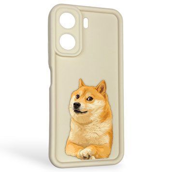 Чохол силіконовий оригінальний Soft Touch з 3D принтом мему сібу для Xiaomi Poco C65 молочний (Повний захист камери) 0047778 фото