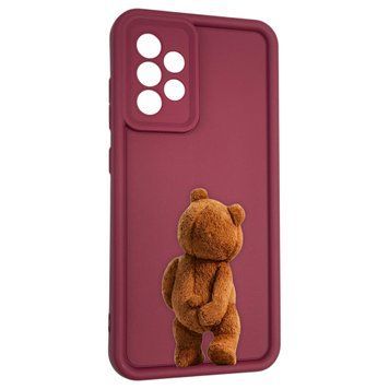 Чохол силіконовий оригінальний Soft Touch з 3D принтом кумедний тед ведмідик для Samsung Galaxy A52 4G (SM-A525) бордовий (Повний захист камери) 0048714 фото
