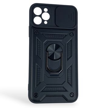 Чохол із шторкою камери для Apple iPhone 11 Pro Max чорний (протиударний, кільце в авто) 0059721 фото