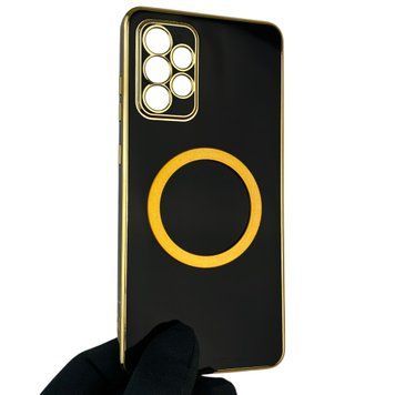 Чехол для Samsung Galaxy A72 SM-A725F с кольцом MagSafe с золотой окантовкой на самсунг а72 черный gs1 0022419 фото