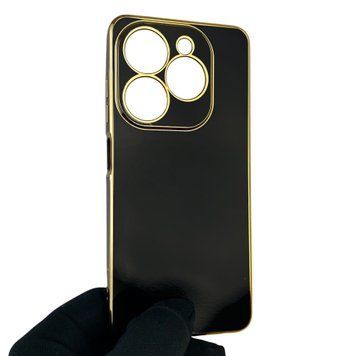 Чохол для TECNO Spark Go 2024 (BG6) глянцевий із захистом камери із золотою окантовкою на техно спарк го 2024 чорний gs1 0019855 фото