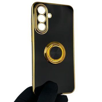 Чохол для Samsung Galaxy A36 5G (SM-A366U) з кільцем-підставкою із золотою окантовкою на самсунг а36 чорний gs1 0020637 фото