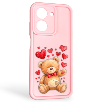 Чехол силиконовый оригинальный Soft Touch с 3D принтом милый мишка для Xiaomi Redmi A5 EU розовый (Полная защита камеры) 0043760 фото