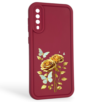 Чехол силиконовый Soft Touch с 3D принтом женским для Samsung Galaxy A50 (SM-A505F) бордовый (Полная защита камеры) 0042716 фото