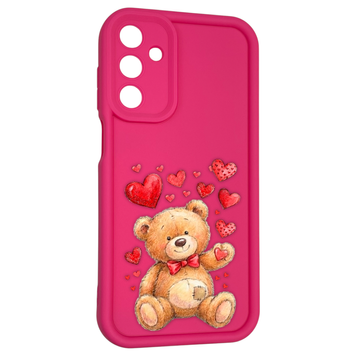 Чохол силіконовий оригінальний Soft Touch з 3D принтом милий ведмедик для Samsung Galaxy M15 5G малиновий (Повний захист камери) 0043549 фото