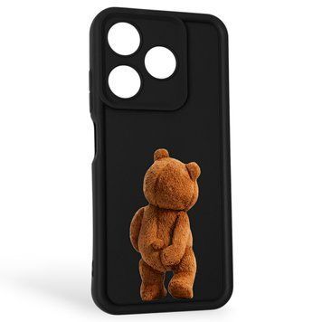 Чохол силіконовий Soft Touch з 3D принтом кумедний тед ведмідик для TECNO Spark 10 (KI5q) чорний (Повний захист камери) 0049222 фото