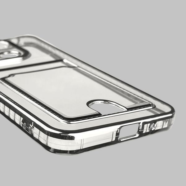 Чехол для Xiaomi POCO C40 с серебряной окантовкой с карманом для карт на сяоми поко с40 серебряный 0013219 фото
