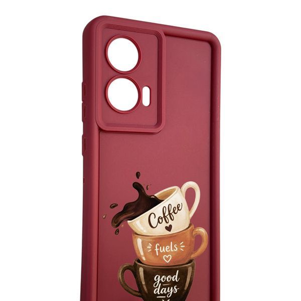 Чехол силиконовый Soft Touch с 3D принтом Чашка кофе для Tecno Spark 20 (KJ5n) бордовый (Полная защита камеры) 0070993 фото