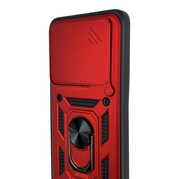 Чехол противоударный для Xiaomi Poco F7 Pro с магнитной пластиной со шторкой на камере красный 0050819 фото