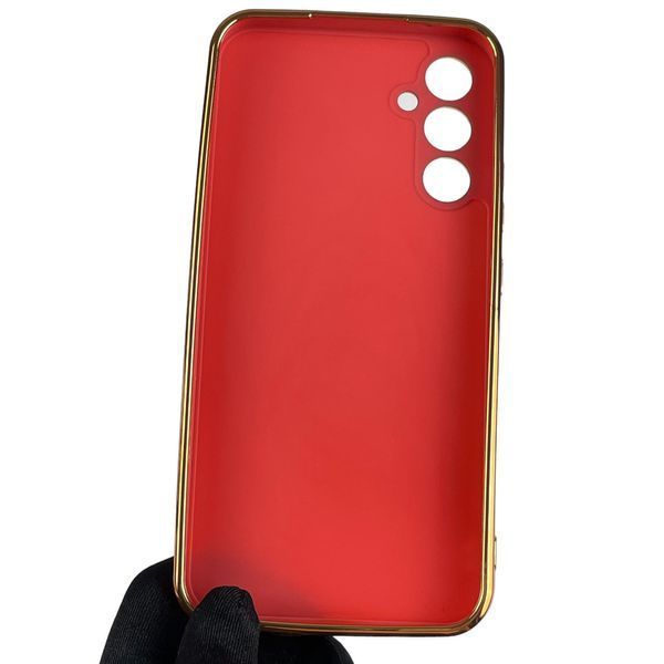 Чехол для Samsung Galaxy A34 5G SM-A346E глянцевый с золотой окантовкой защитой камеры на самсунг а34 красный 0000024 фото