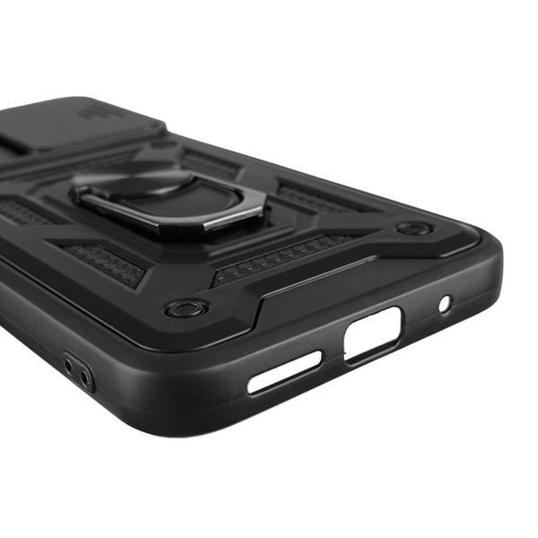 Чехол для Xiaomi Redmi 10 (4G) бронированный с кольцом со шторкой на сяоми редми 10 чёрный 0007897 фото