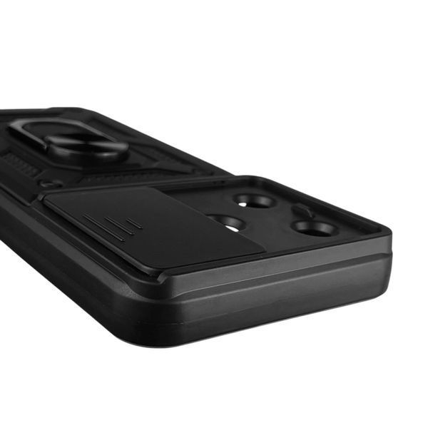 Чохол для TECNO Spark 10C (KI5m) броньований з кільцем-тримачем підставкою зі шторкою на техно спарк 10C чорний rg1 0013610 фото