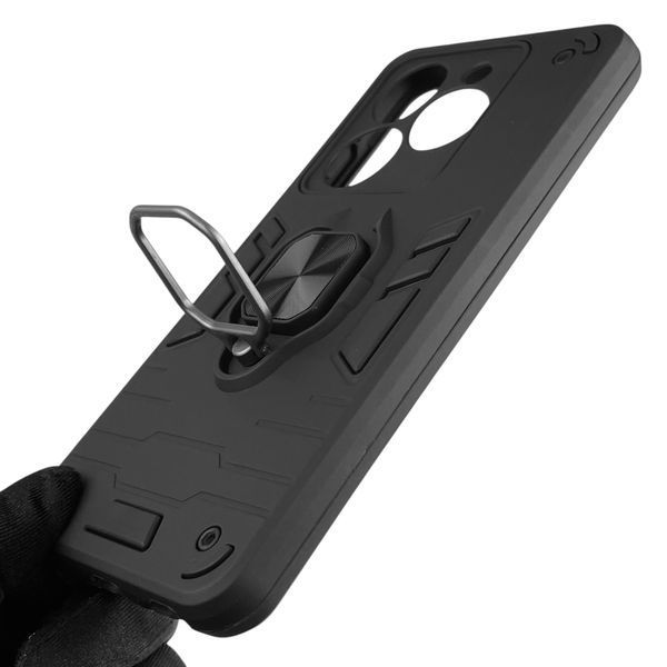Чехол для телефона Tecno Spark 20C BG7n бронированный с магнитным кольцом-держателем на техно спарк 20с чёрный 0025759 фото