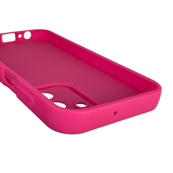 Чехол силиконовый оригинальный Soft Touch с 3D принтом милый мишка для Samsung Galaxy M15 5G малиновый (Полная защита камеры) 0043549 фото
