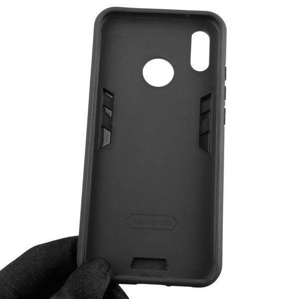 Чохол для телефона Huawei Nova 3E броньований з магнітним кільцем-тримачем на хуавей нова 3е чорний 0025617 фото