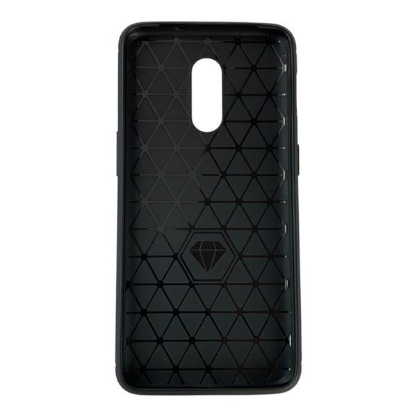 Чохол для телефона OnePlus 6T карбоновий протиударний з високими бортами чорний 0051987 фото