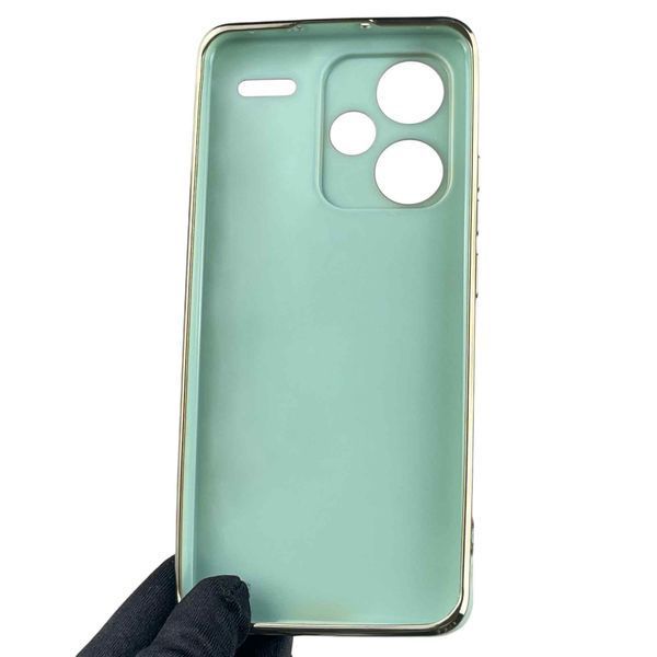 Чохол для Xiaomi Redmi Note 13 Pro Plus жіночий із золотою окантовкою із захистом камери на сяомі редмі нот 13 про плюс м'ятний 0012226 фото