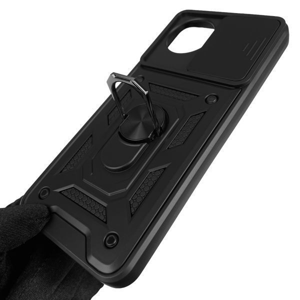 Чохол для Vivo Y02 броньований із кільцем зі шторкою на камеру на віво у02 чорний 0004194 фото