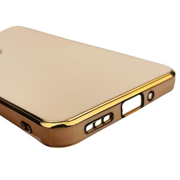 Чохол для Xiaomi Poco X5 5G глянсовий із золотою окантовкою із захистом камери на сяомі поко х5 5г пудровий 0000074 фото