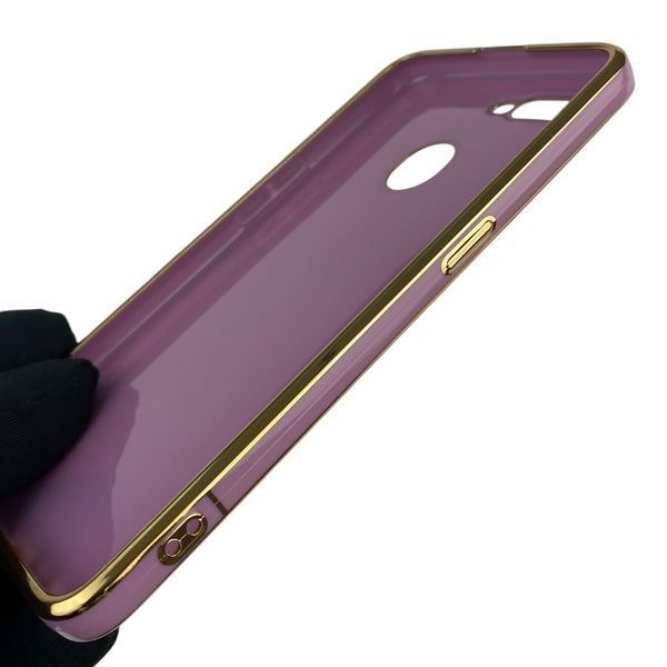 Чохол для OPPO A5S з кільцем-підставкою із золотою окантовкою на оппо а5с чорничний gs1 0020960 фото