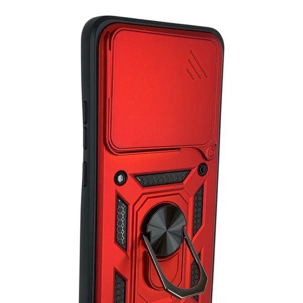 Чехол противоударный для Xiaomi Poco F7 Pro с магнитной пластиной со шторкой на камере красный 0050819 фото