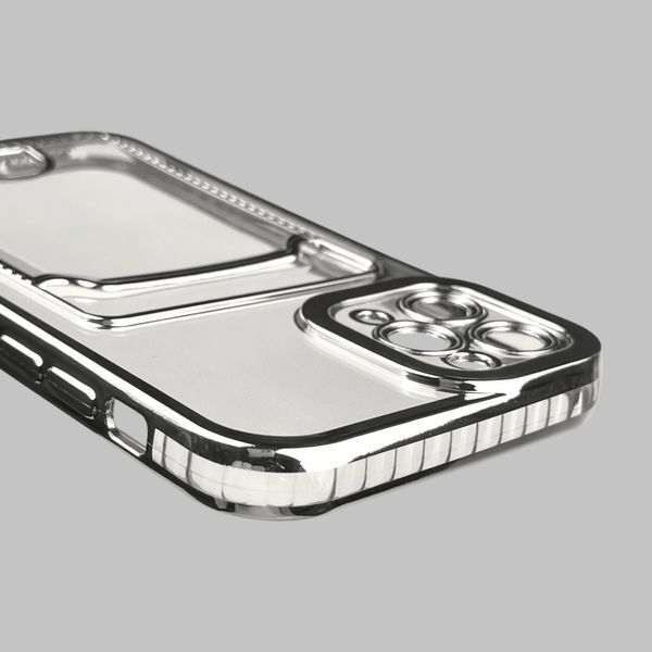 Чехол для Apple iPhone 11 Pro с серебряной окантовкой с карманом для карт на айфон 11 про серебряный 0012986 фото